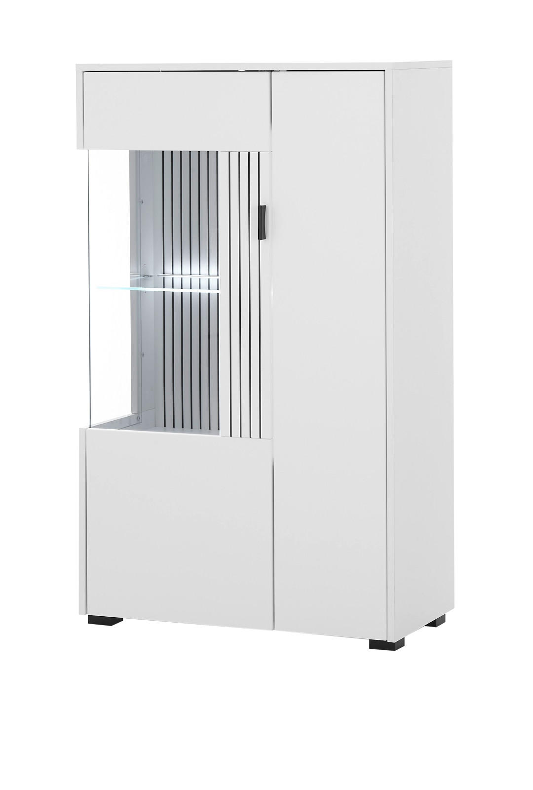 VITRINE weiß matt, Highboard 75 x 125 cm - Weiß, Glas/Holzwerkstoff (75/125/38cm) - Furn.Design
