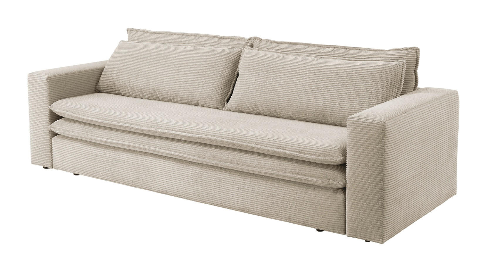 SCHLAFSOFA beige Cord, Sofa 3-Sitzer mit Bettfunktion 244 cm - Beige, Holz/Textil (244/83/91cm) - Furn.Design