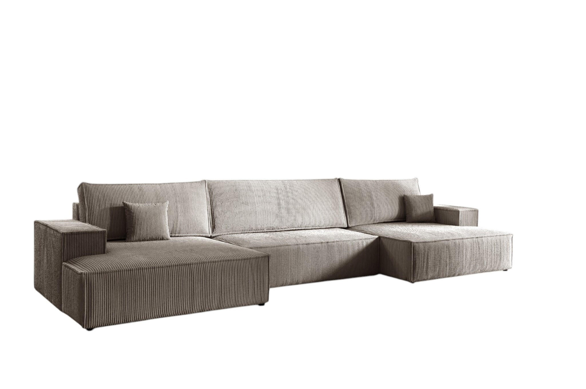 WOHNLANDSCHAFT Corunia - Hellbraun, Holzwerkstoff/Textil (398/70/148cm) - Fun Möbel