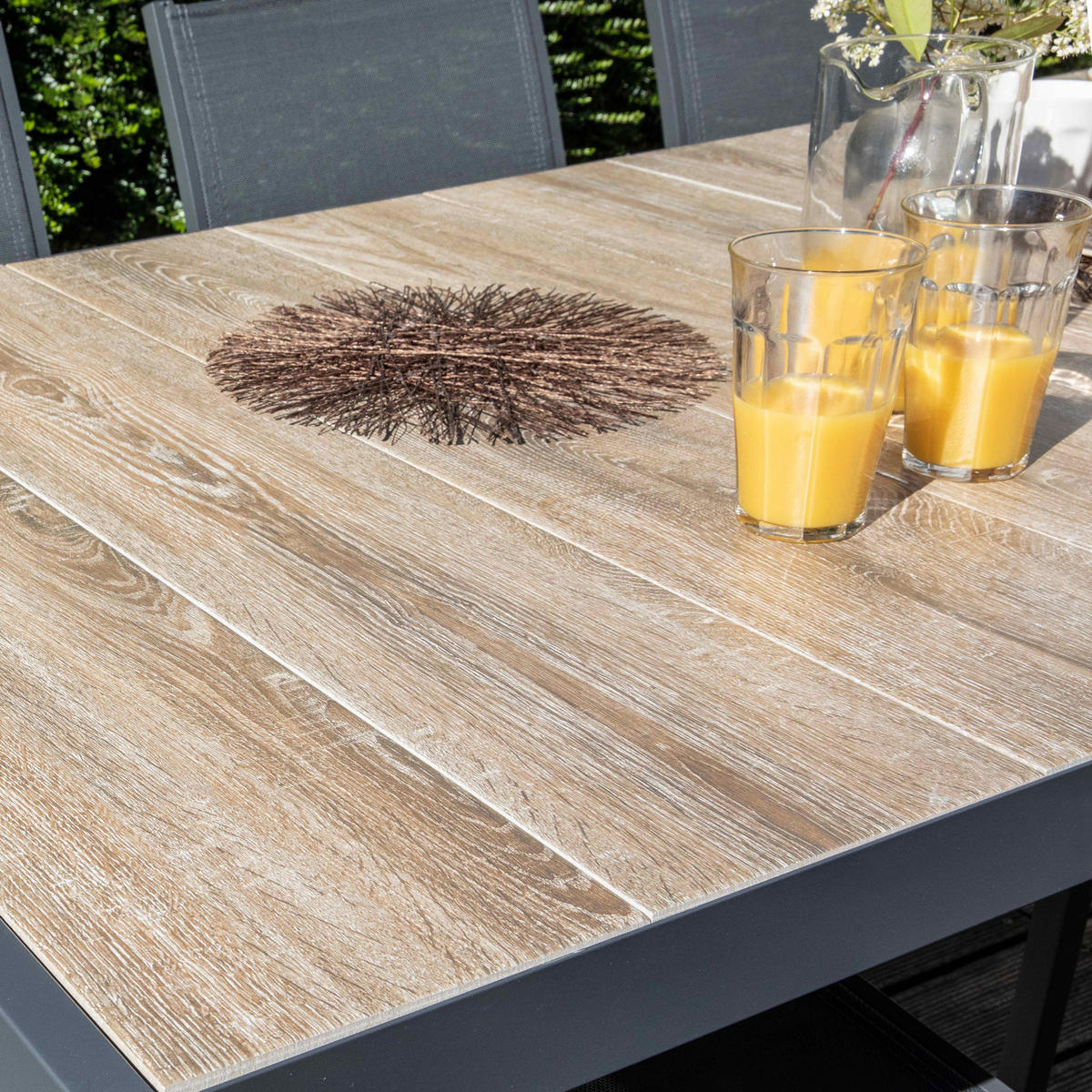 GARTENSET, Holz/Grau - Grau, Metall - Oviala