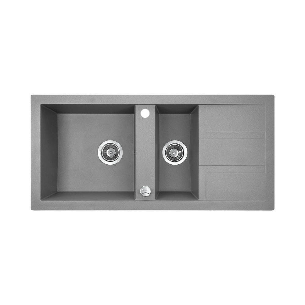 EINBAUSPÜLE Barbados Grau, 1,5 Becken, 48/100/18,5 cm - Grau, Stein (48/18.5/100cm) - bad land