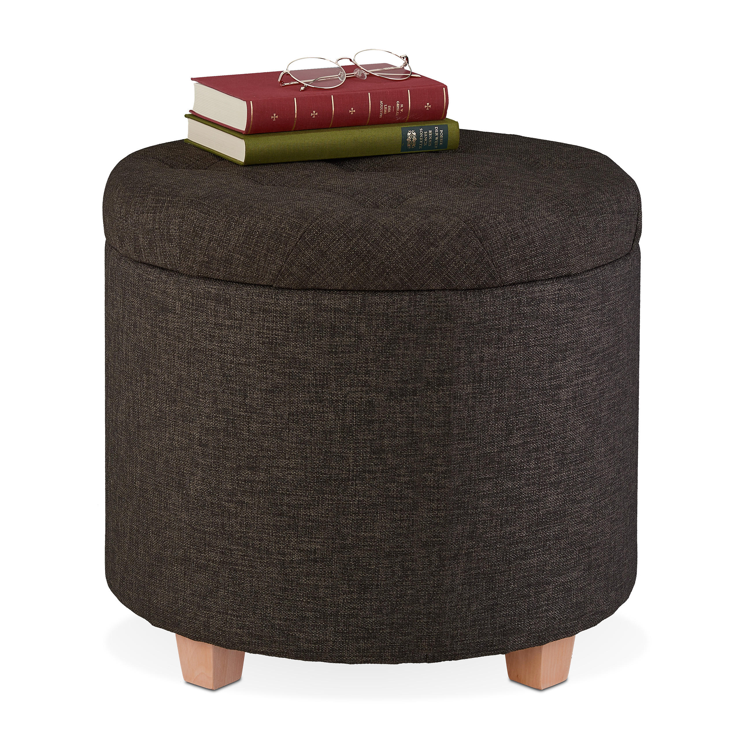 SITZHOCKER - Braun, Holz/Holzwerkstoff (44/41/44cm) - Relaxdays