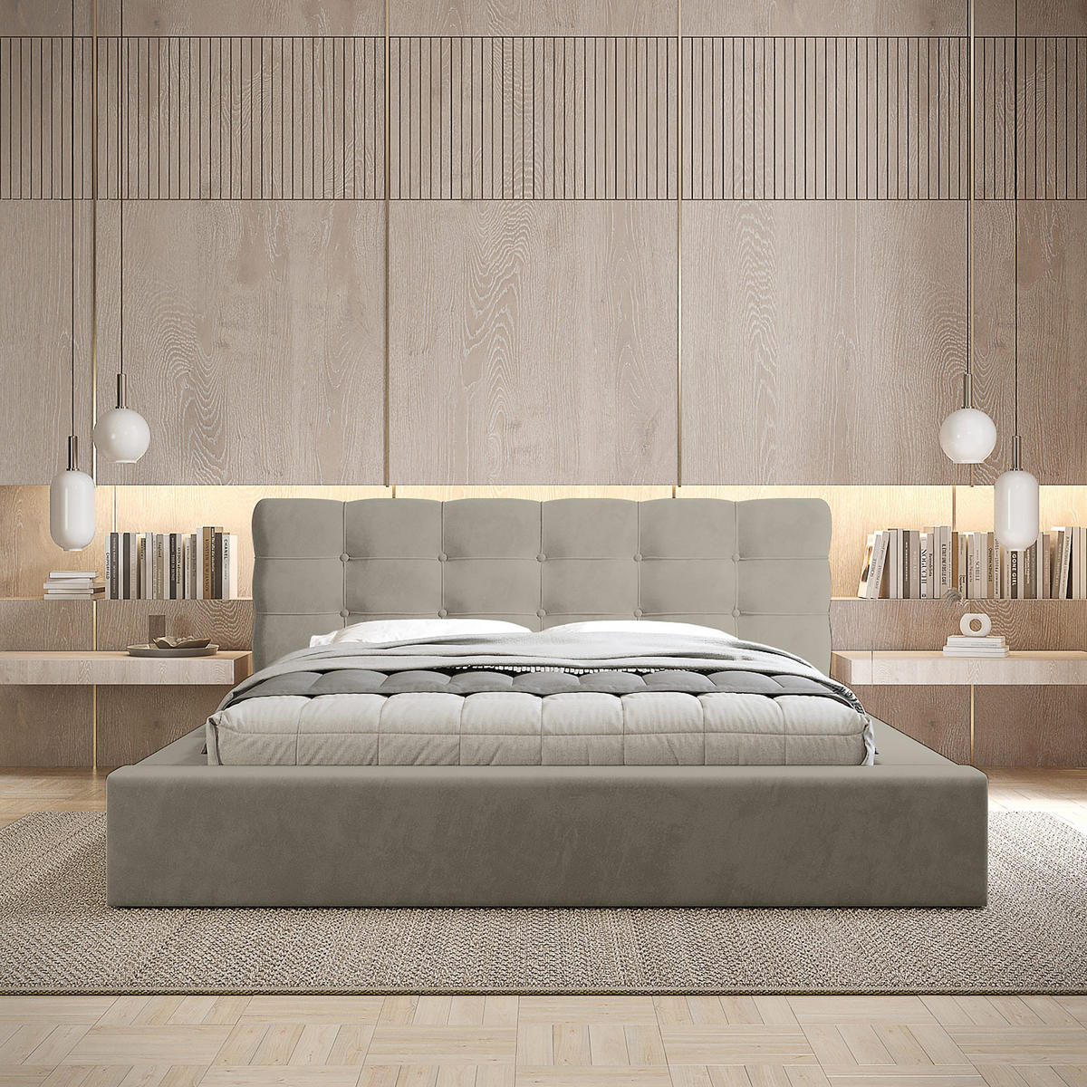 POLSTERBETT aus Velvet Gretta 140x200 cm, Braun - Braun, Textil (140/200cm) - Fedve