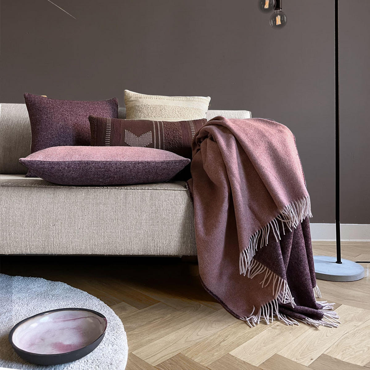 WOLLDECKE recycelt mit rosenholz Beidseitig 131x170 - Pink/Lila, Textil (131/170cm) - Malagoon
