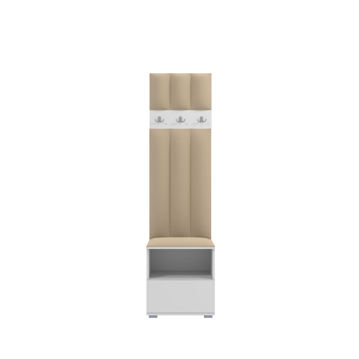 GEPOLSTERT Garderoben-Set Nela IV LUX (Farbe Weiß + Stoff Trinity 04) - Beige/Silberfarben, Holz/Holzwerkstoff (50/187/40cm) - Ravio