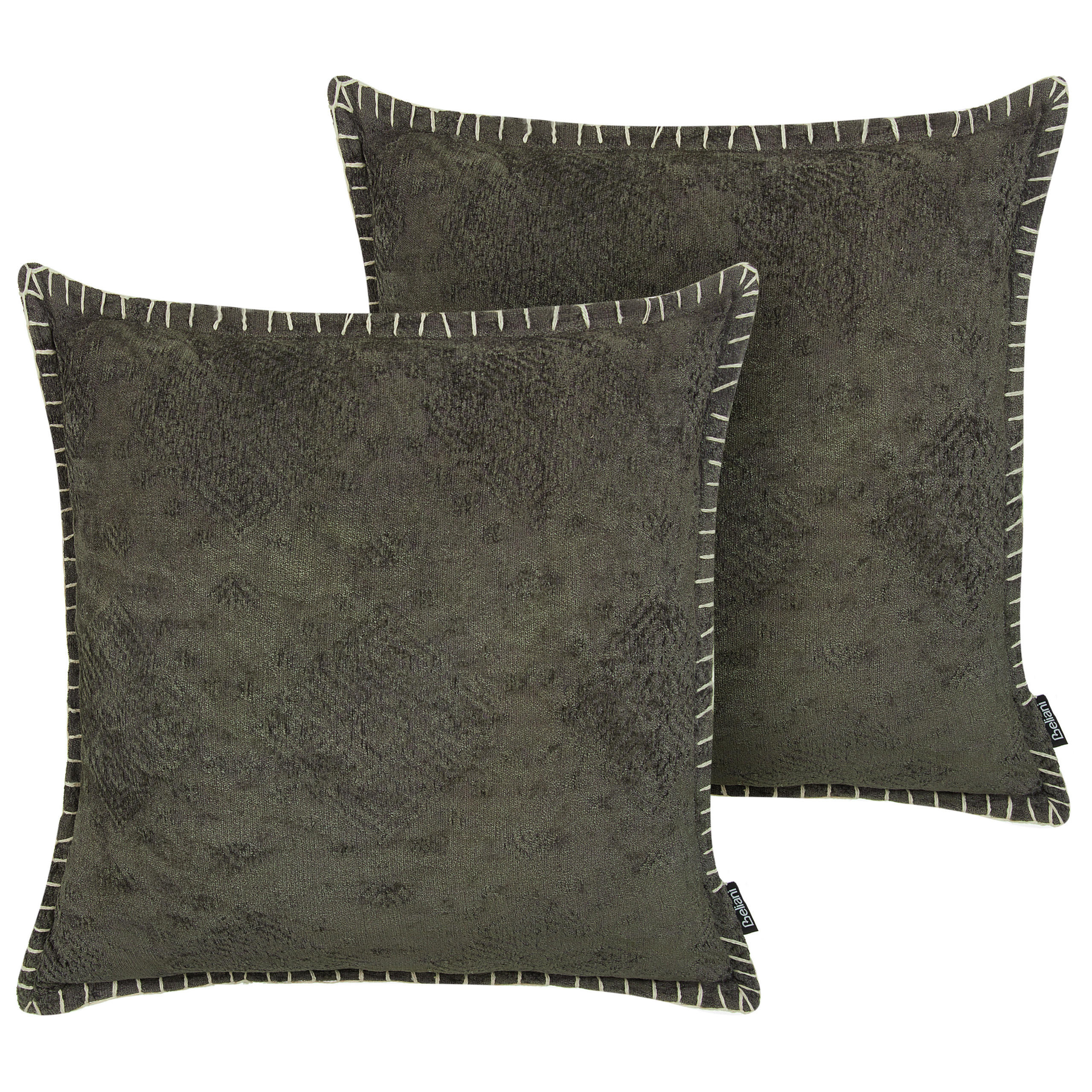 DEKOKISSEN 2er-Set Dunkelgrau 45/45 cm Melur - Dunkelgrau, Naturmaterialen (45/45cm) - Beliani