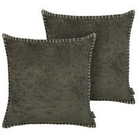 DEKOKISSEN 2er-Set Dunkelgrau 45/45 cm Melur - Dunkelgrau, Naturmaterialen (45/45cm) - Beliani
