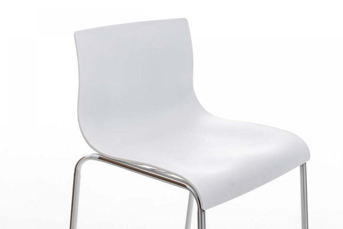 BARHOCKER Kunststoff Weiß - Chromfarben/Weiß, Kunststoff/Metall (43/100/48cm) - CLP