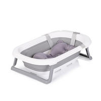 BABYBADEWANNE Isla grau mit Badekissen faltbar, integrierter Wasserablauf - Grau, Kunststoff (50/80cm) - Chipolino