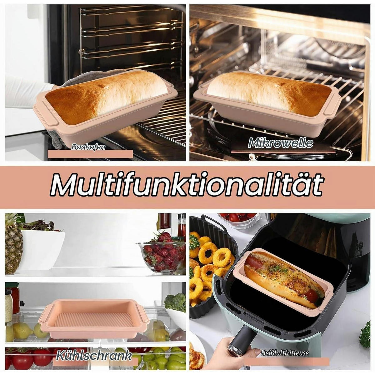 BROTBACKFORM Silikon 28 x 12 x 6.5 cm Rosa - Rosa, Kunststoff (12/6.5/28cm)