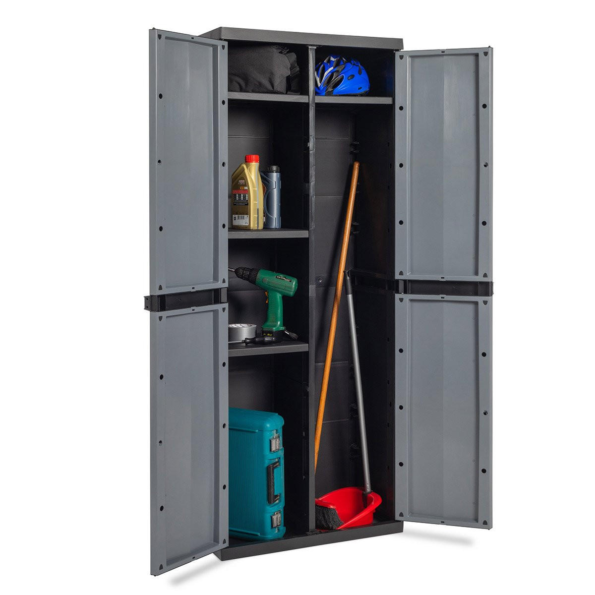 MEHRZWECKSCHRANK , S-Free, 4 Einlegeböden, 65x37x165 cm - Grau, Kunststoff (65/165/37cm)