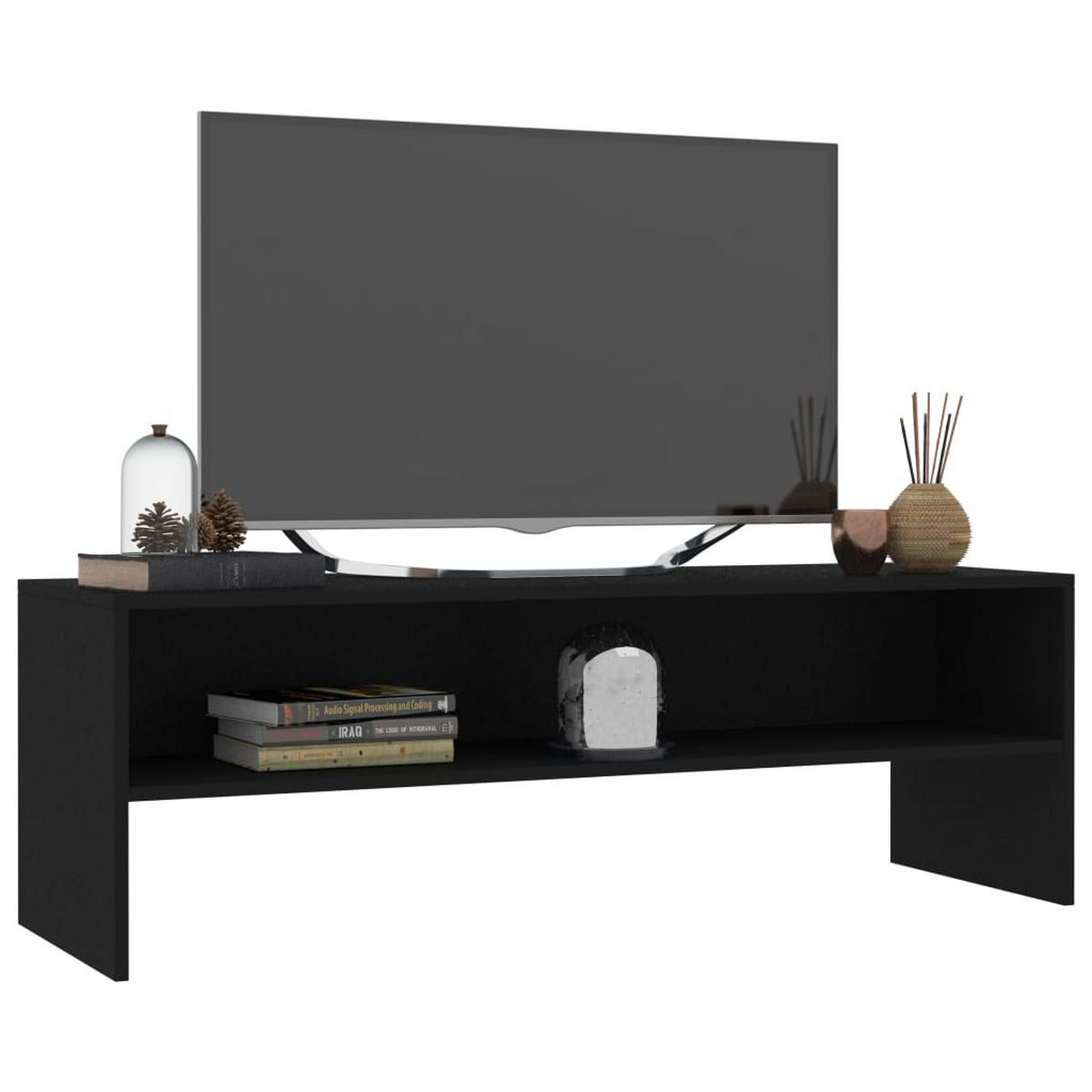 LOWBOARD mit 1 offenen Fach 120/40/40 cm aus Holzwerkstoff in Schwarz - Schwarz, Holz (120/40/40cm) - vidaXL