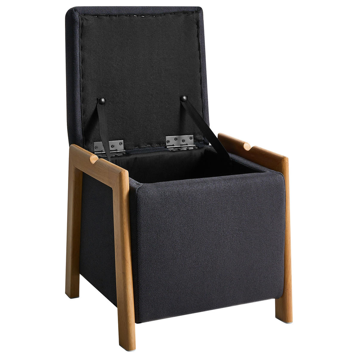 POUF cu spațiu de depozitare textil 45 cm negru Edland - negru, material textil (45/44/43cm) - Beliani