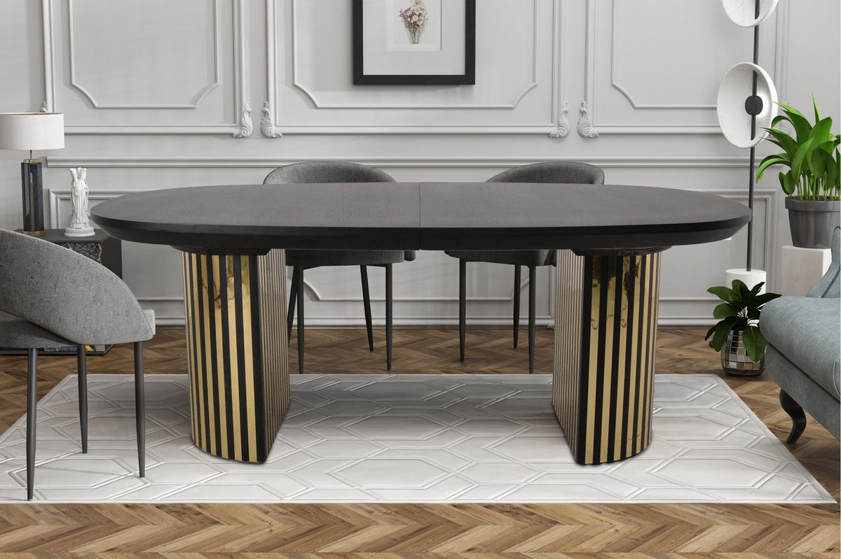 ESSTISCH STILO Ausziehbar 200 - 300 / 110 x 76 cm - Eichefarben/Schwarz, Holz (200/110/76cm) - MASSENO