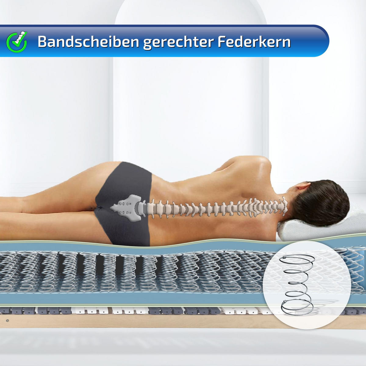 FEDERKERNMATRATZE Smaragd 140x200 cm 27 cm Hoch H4 - Weiß, Textil (140/200cm) - Matratzen Perfekt