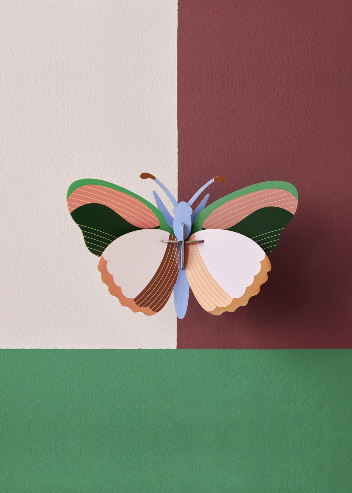 WANDDEKO Pfirsichflattern 8.5/16.5 cm - Multicolor, Wellpappe (8.5/16.5/27cm) - KUNSTLOFT