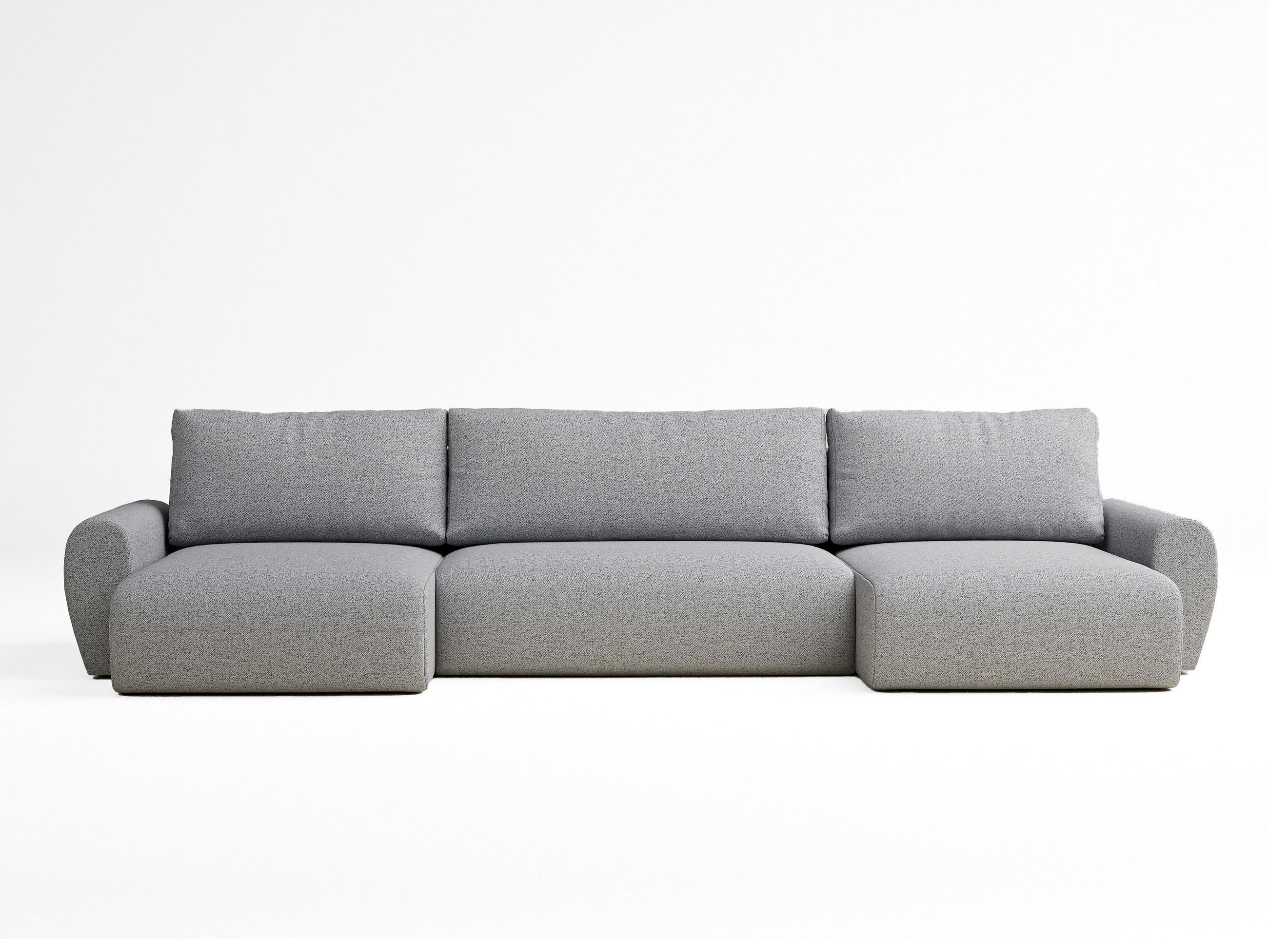 WOHNLANDSCHAFT MIT SCHLAFFUNKTION Numba Hellgrau Webstoff - Hellgrau/Schwarz, Holz/Holzwerkstoff (397/70/153cm) - Maison de Reve