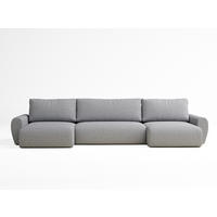 WOHNLANDSCHAFT MIT SCHLAFFUNKTION Numba Hellgrau Webstoff - Hellgrau/Schwarz, Holz/Holzwerkstoff (397/70/153cm) - Maison de Reve