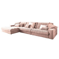 ECKSOFA XL LANA Pink Cord - Pink/Schwarz, Textil (416/205cm) - KAWOLA