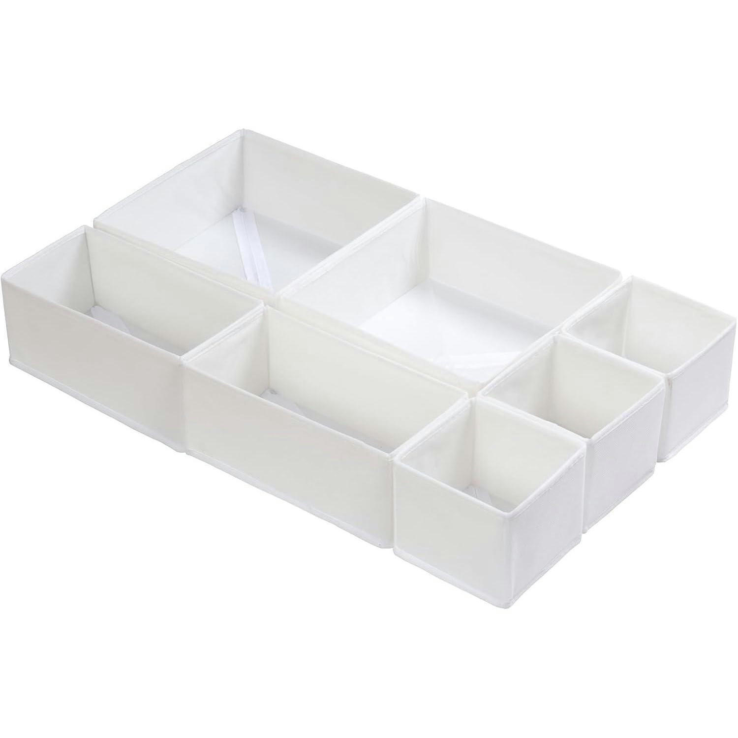SCHUBLADEN Organizer 7er Set Weiß - Weiß, Textil (28/12/28cm)