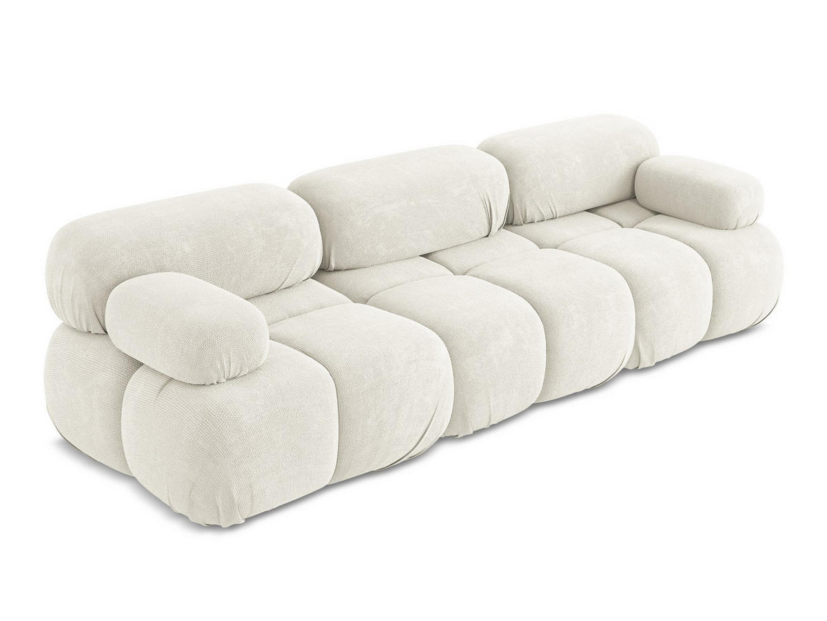 3-SITZER SOFA Chenille Stoff Weiß - Pink/Schwarz, Kunststoff/Textil (285/70/96cm) - Makamii