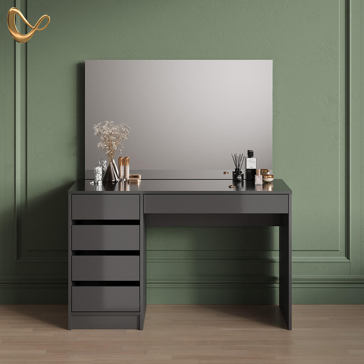 SCHMINKTISCH Imola Anthrazit 120 cm - Anthrazit, Holzwerkstoff (120/75/55cm) - Livinity®
