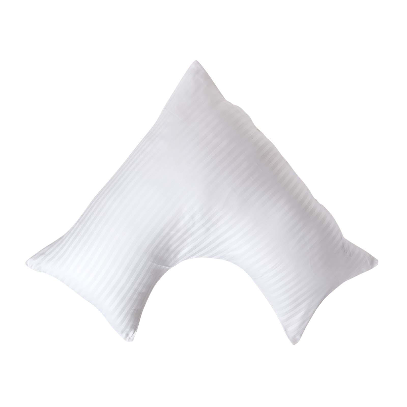 KISSENBEZUG für V-Form-Kissen, Damast-Streifen, Fadendichte 330 - Weiß, Textil (38/76cm) - Homescapes