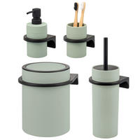 BAD-ACCESSOIRES-SET (4er-Set) SAVONA, Soft-Touch, salbeigrün - Salbeigrün, Kunststoff (19/24.5/19cm) - bremermann