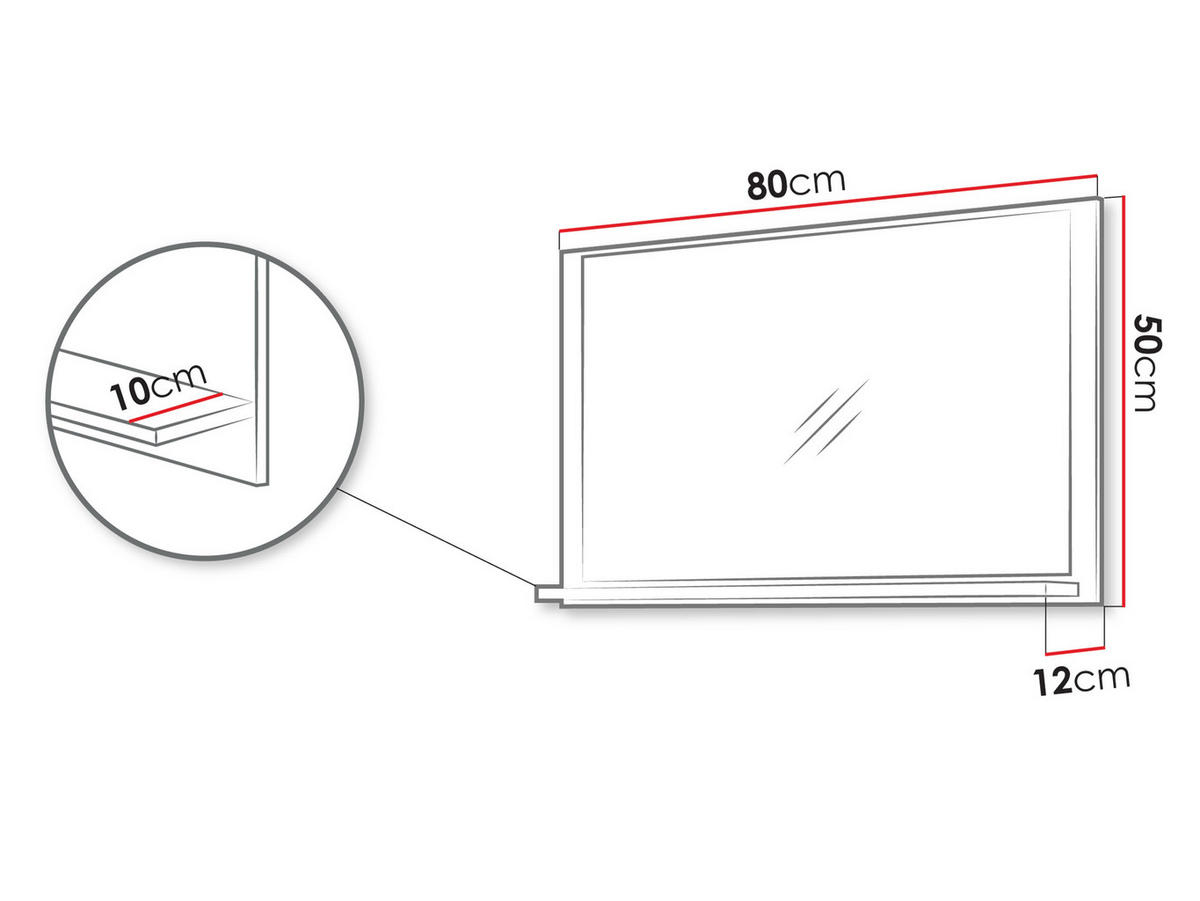 OGLINDĂ 14 - culoare lemn de nuc, compozit lemnos (80/50/15cm) - MIRJAN24