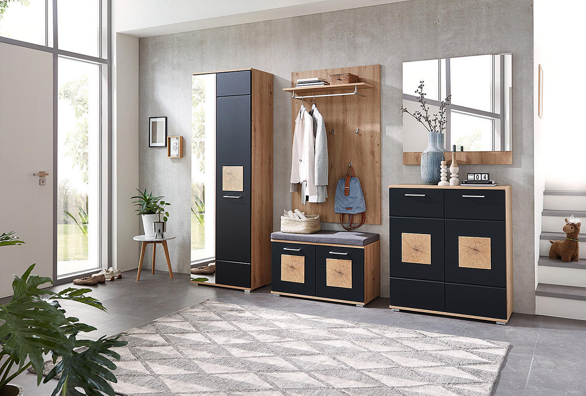 GARDEROBENPANEEL - Eiche Artisan Dekor - Braun, Holzwerkstoff/Metall (84/135/27cm) - home24