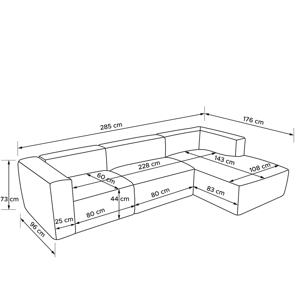 ECKSOFA RECHTS BUFFO, Stahlgrau - Grau, Holz/Holzwerkstoff (285/176cm) - KONSIMO®