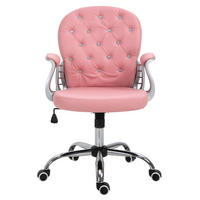BÜROSTUHL DE-05064 Höhenverstellbar, Kunstlederoptik & Diamantknöpfe Rosa - Rosa, Metall (60.5/103/59.5cm) - ComfortXL