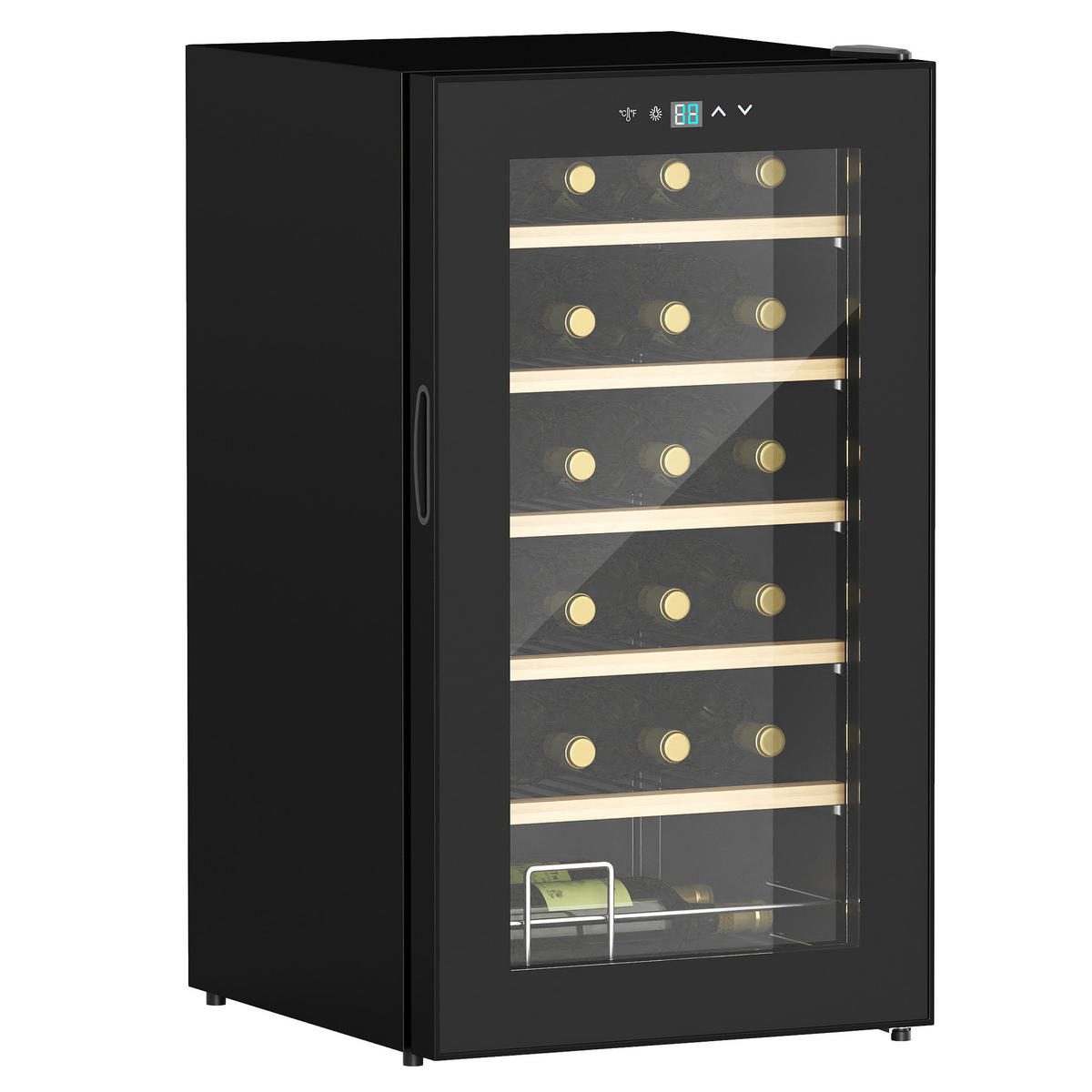 WEINKÜHLSCHRANK DE-17432 24 Flaschen, 5-20°C regelbar mit LED Schwarz - Schwarz, Metall (45/75/43cm) - ComfortXL