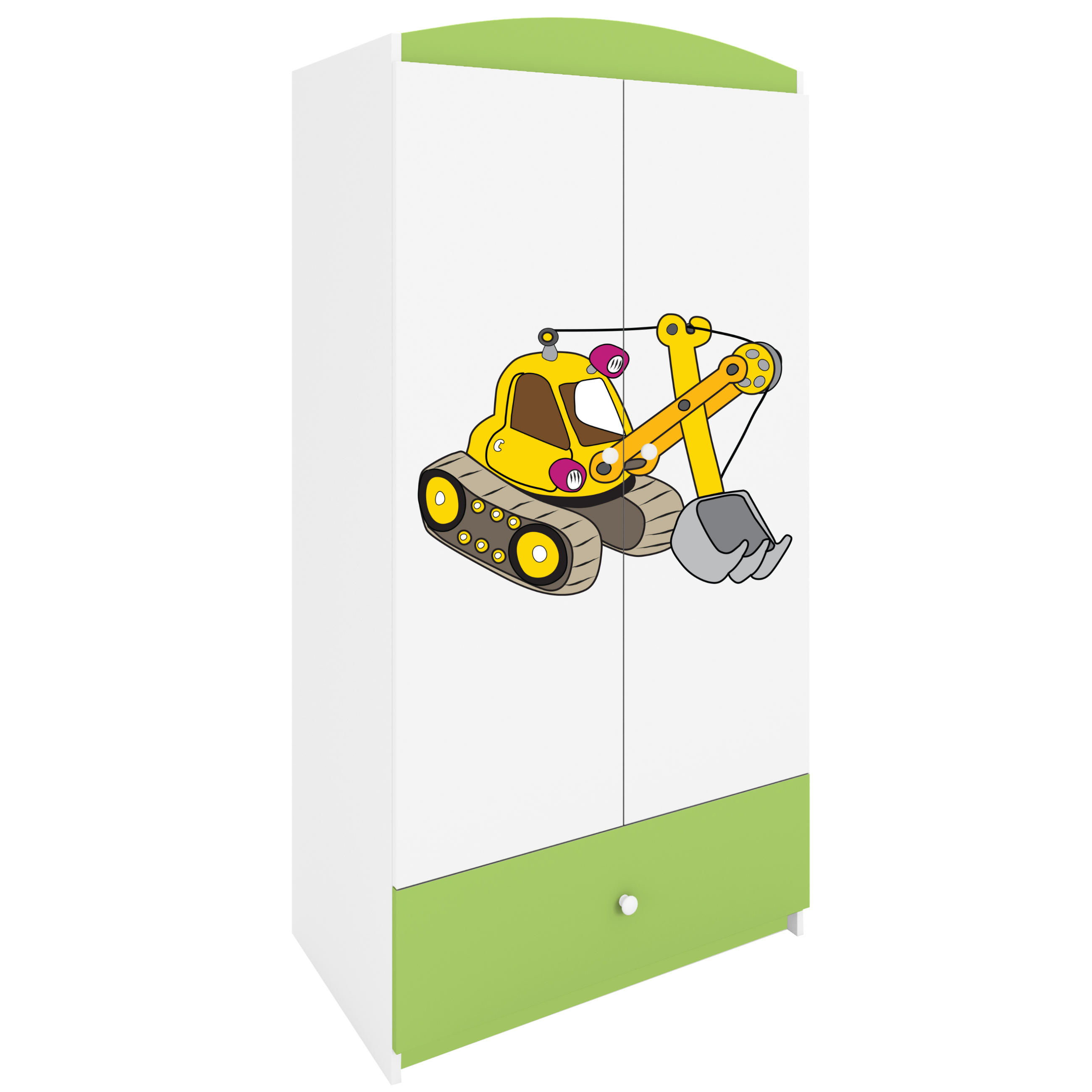 KINDERKLEIDERSCHRANK Excavator - Grün, Holzwerkstoff (90/175/52cm) - RAUMHIRSCH FURNITURE