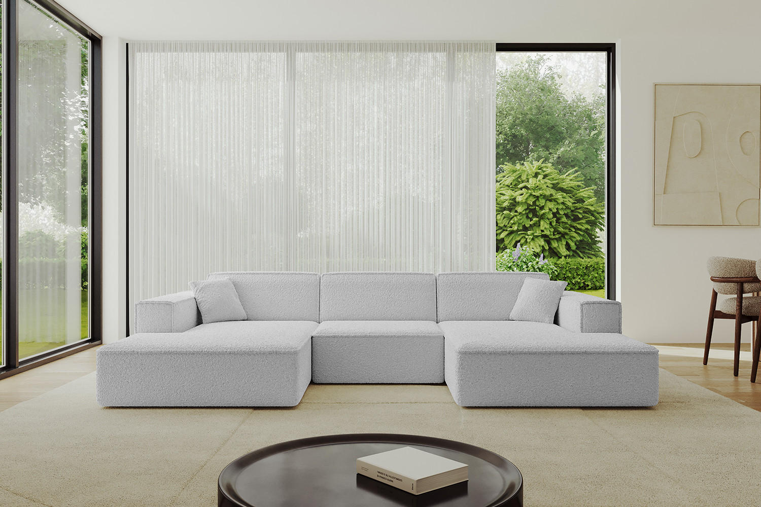 WOHNLANDSCHAFT IREA-U1-v4 - 303x171x79 cm Hellgrau - Hellgrau, Holzwerkstoff/Textil (303/79/171cm) - ALTDECOR