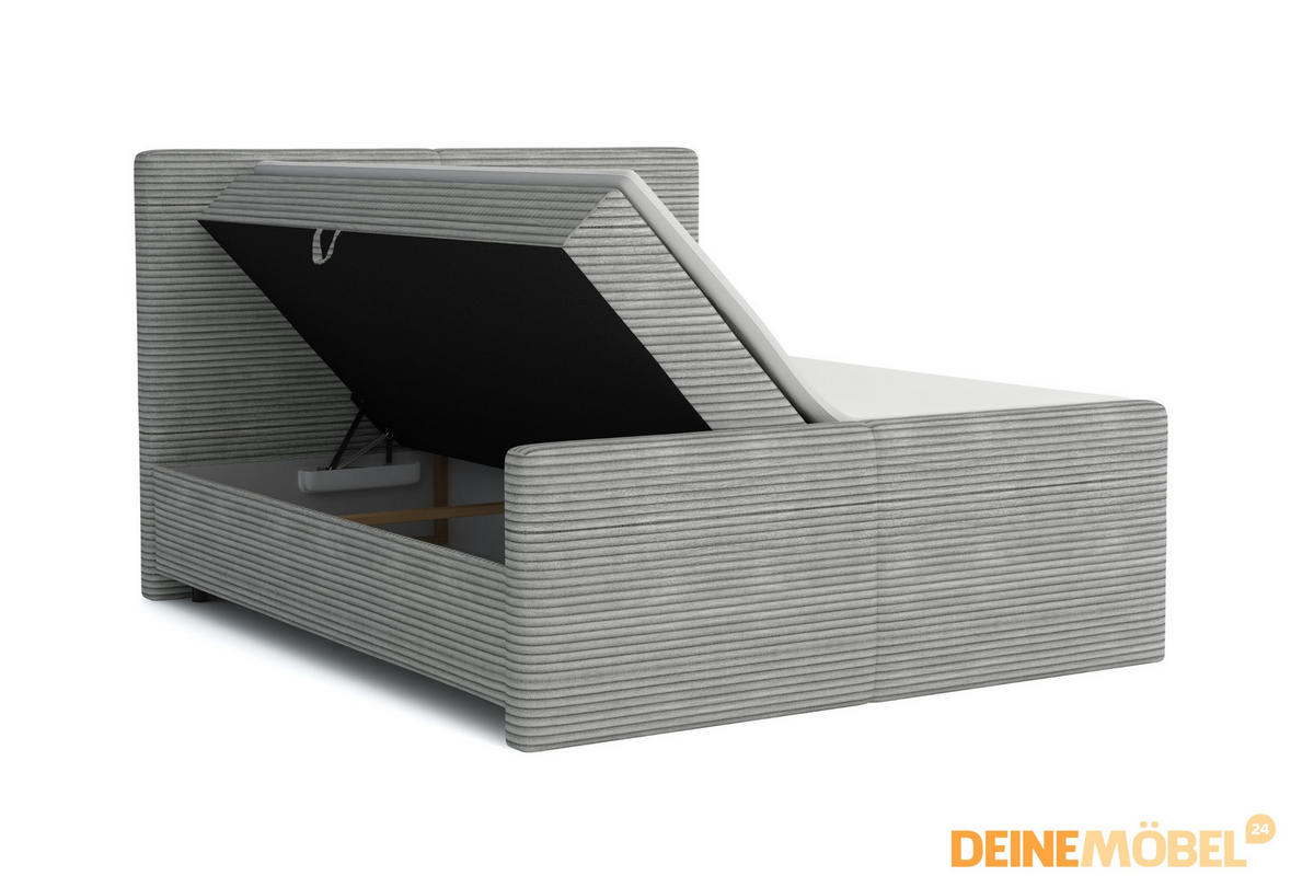 BOXBETT MIDI 180/200 in Cord Schwarz H3 - Schwarz, Holz/Holzwerkstoff (180/200cm) - Deine Möbel 24