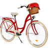 CITY-FAHRRAD Milord mit Weidenkorb, 28 Zoll, Rot, 3-Gang - Rot, Metall (46cm) - Milordbikes