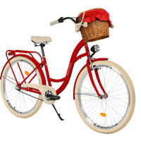 CITY-FAHRRAD Milord mit Weidenkorb, 28 Zoll, Rot, 3-Gang - Rot, Metall (46cm) - Milordbikes