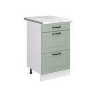 KÜCHENUNTERSCHRANK R-Line, Mint Landhaus/Weiß, 50 cm Arbeitsplatte Marmor - Weiß/Grün, Holzwerkstoff (50/81.6/60cm) - Vicco