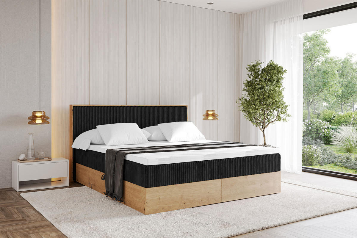 BOXBETT LOLLI9 - 180x200 - H3 Schwarz - Schwarz, Holzwerkstoff (180/200cm) - ALTDECOR