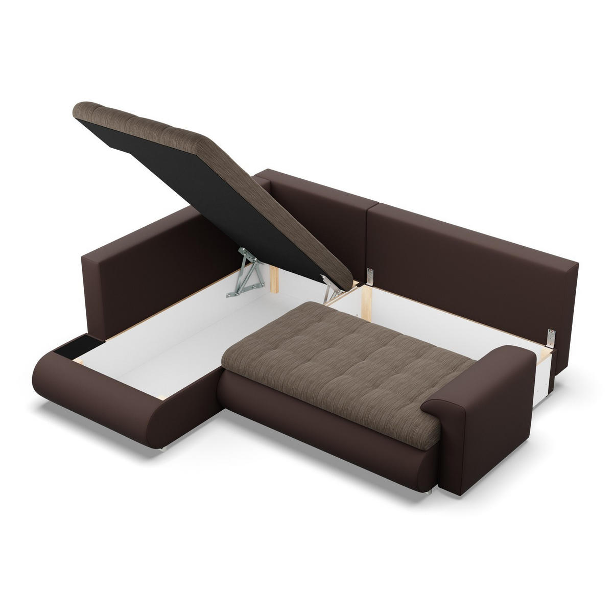 ECKSOFA LINKS MIT SCHLAFFUNKTION FORESTA, Braun + Braun - Braun, Textil (230/200cm) - Mebligo