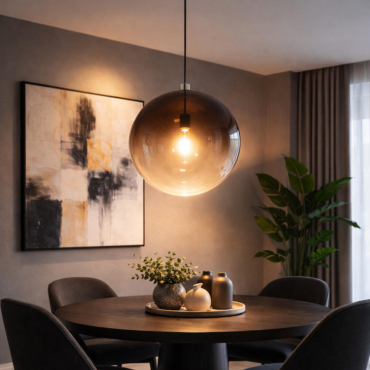 LED HÄNGELAMPE Glas Grau Raucheffekt - Grau, Glas (30/30/120cm) - Globo Lighting