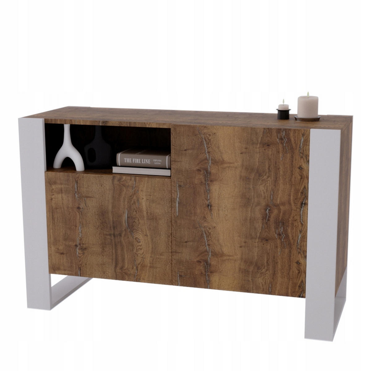 KOMMODE Karo 120/75/43.6 - Nussbaumfarben/Weiß, Holzwerkstoff (120/75/43.6cm) - RAUMHIRSCH FURNITURE