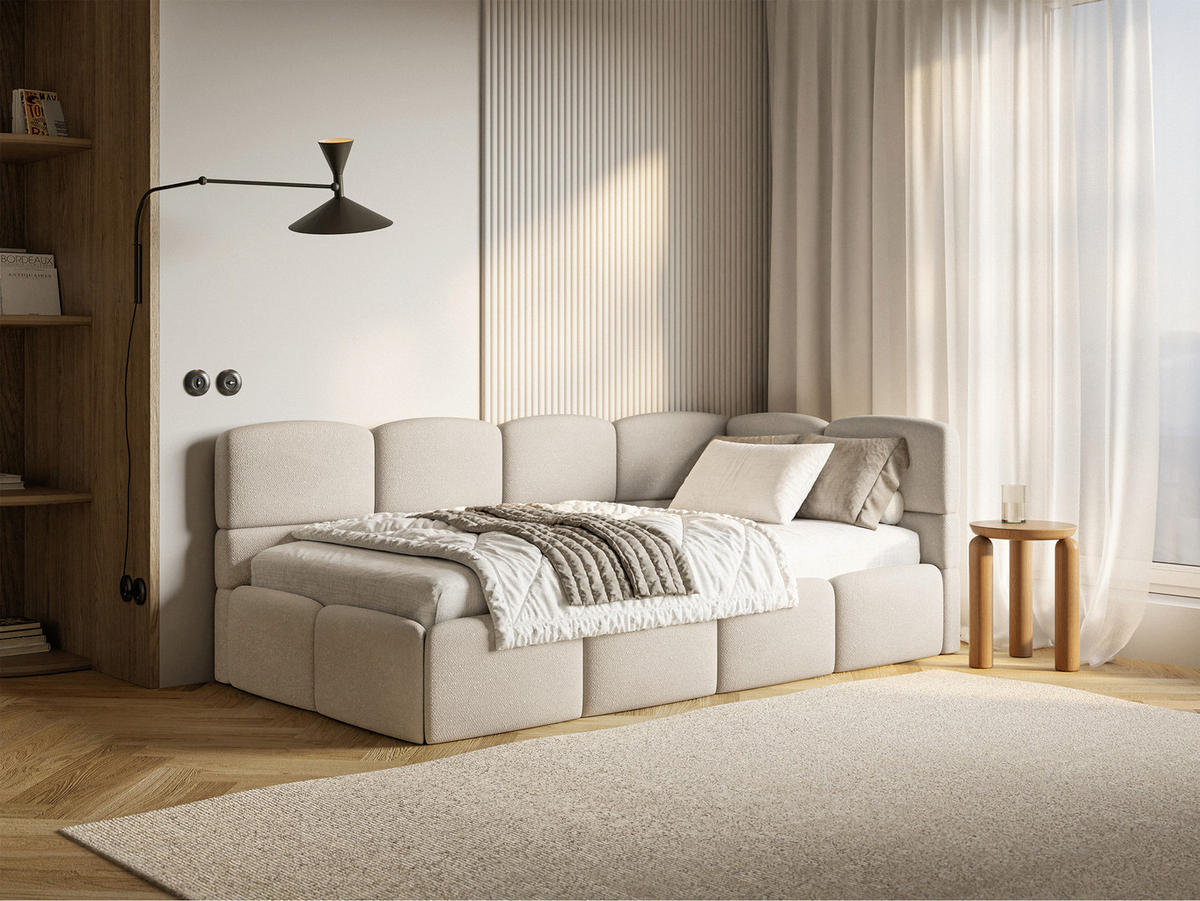 JUGENDBETT Cloudy Creme 120 cm, Chenille - Creme/Schwarz, Kunststoff/Textil (120/200cm) - Selsey