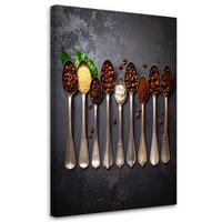 LEINWANDBILD Kaffeebohnen auf Löffeln 80x120cm - Grau, Textil (80/120cm) - Feeby