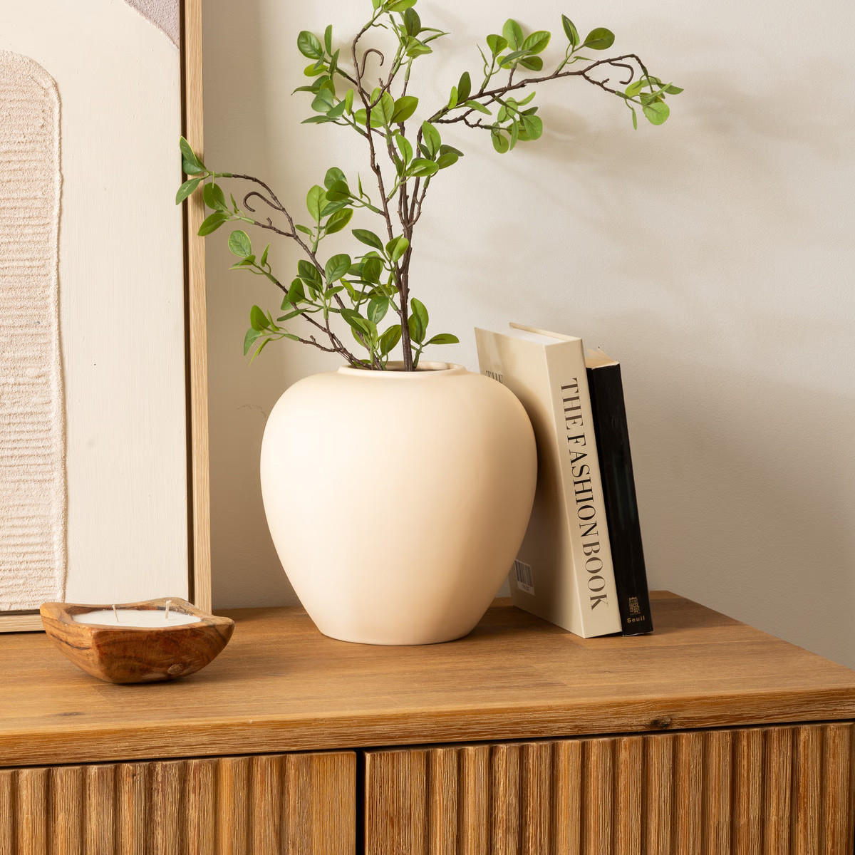 VASE Keramik Kugel Rily 22 cm - Beige, Keramik (22cm) - Atmosphera Createur d´interieur