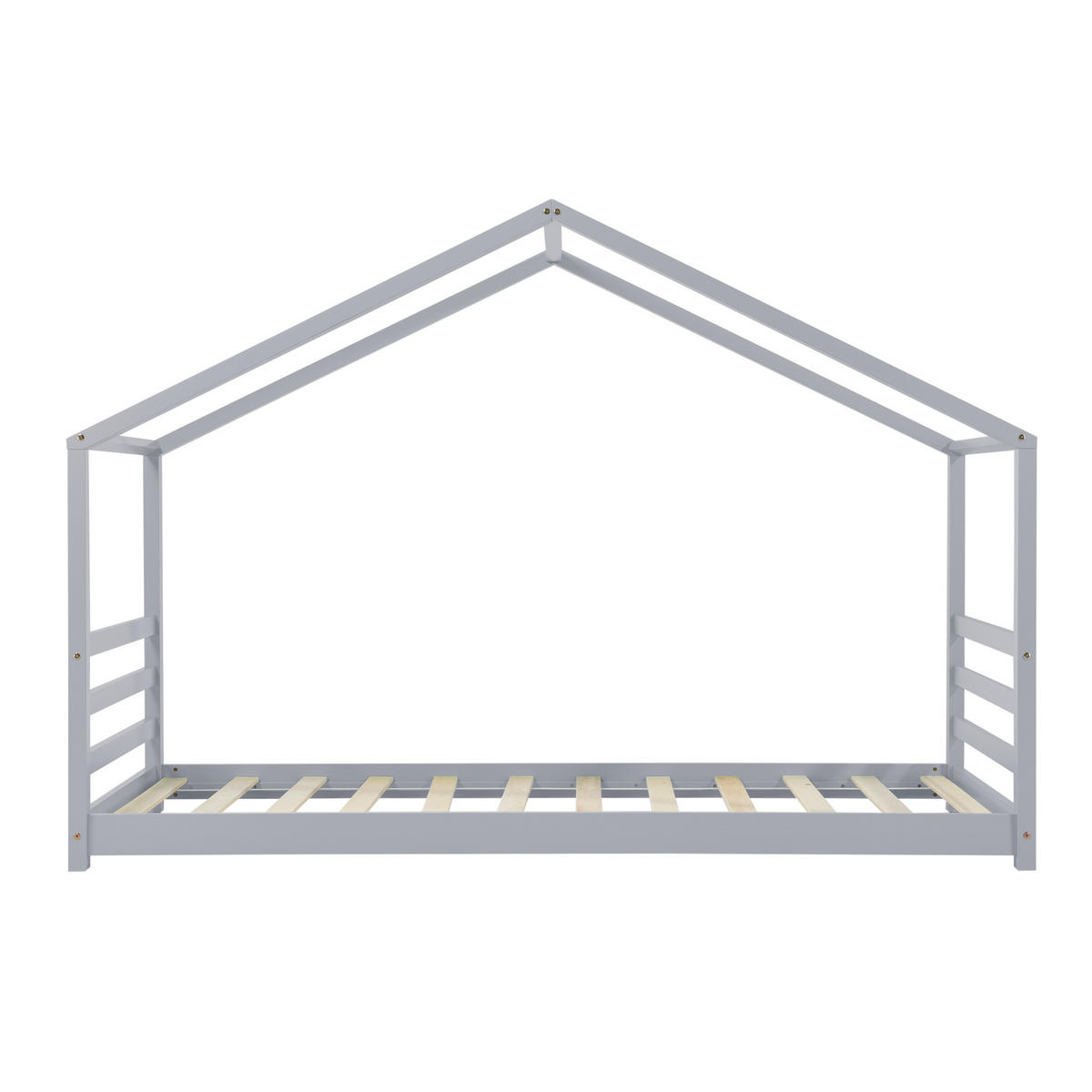 HAUSBETT Vardø - Grau, Holz (90/200cm) - [en.casa]