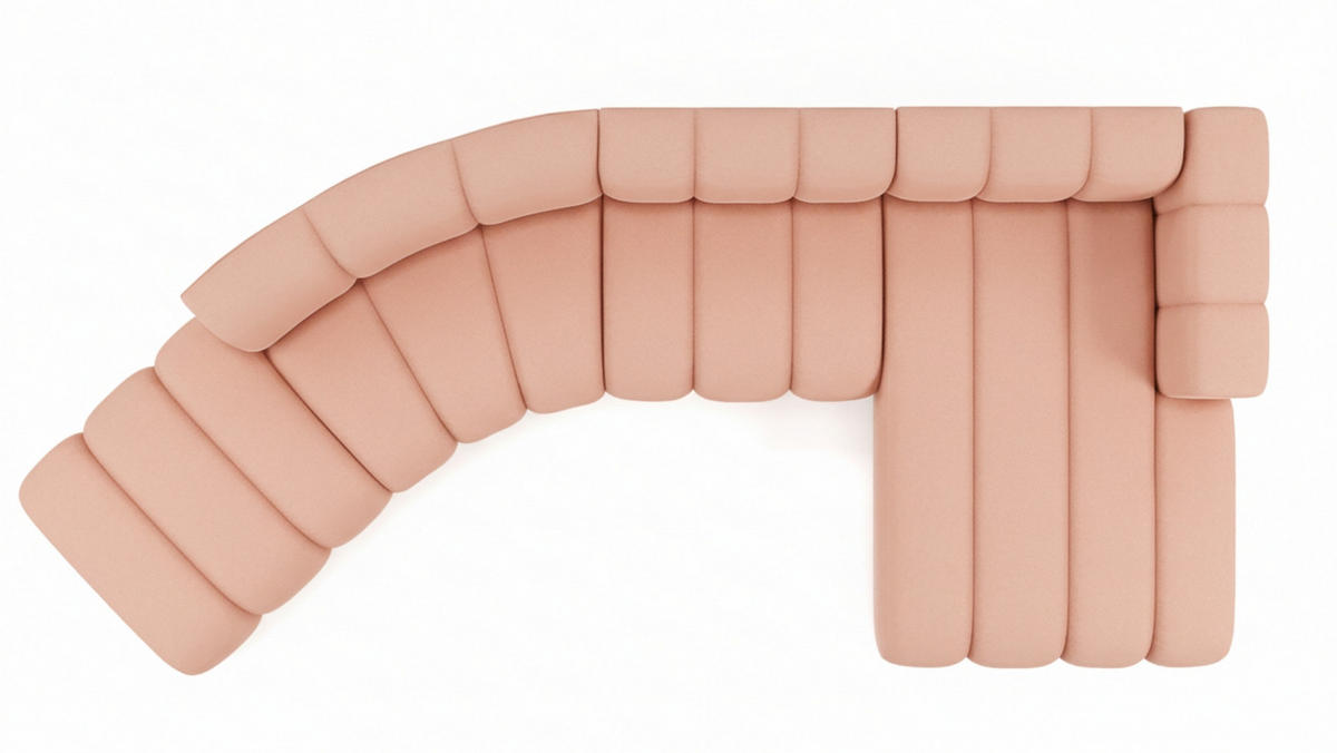 ECKSOFA L-Form GRAND Round, Stoff Salvador, Rosa, Rechts - Pink, Holz (445/179cm) - Kaiser Möbel