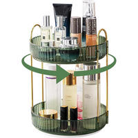 KOSMETIK-ORGANIZER, drehbar, 2-stöckig, grün，23/23/32cm - Grün, Kunststoff (23.5/10.5/23.5cm)