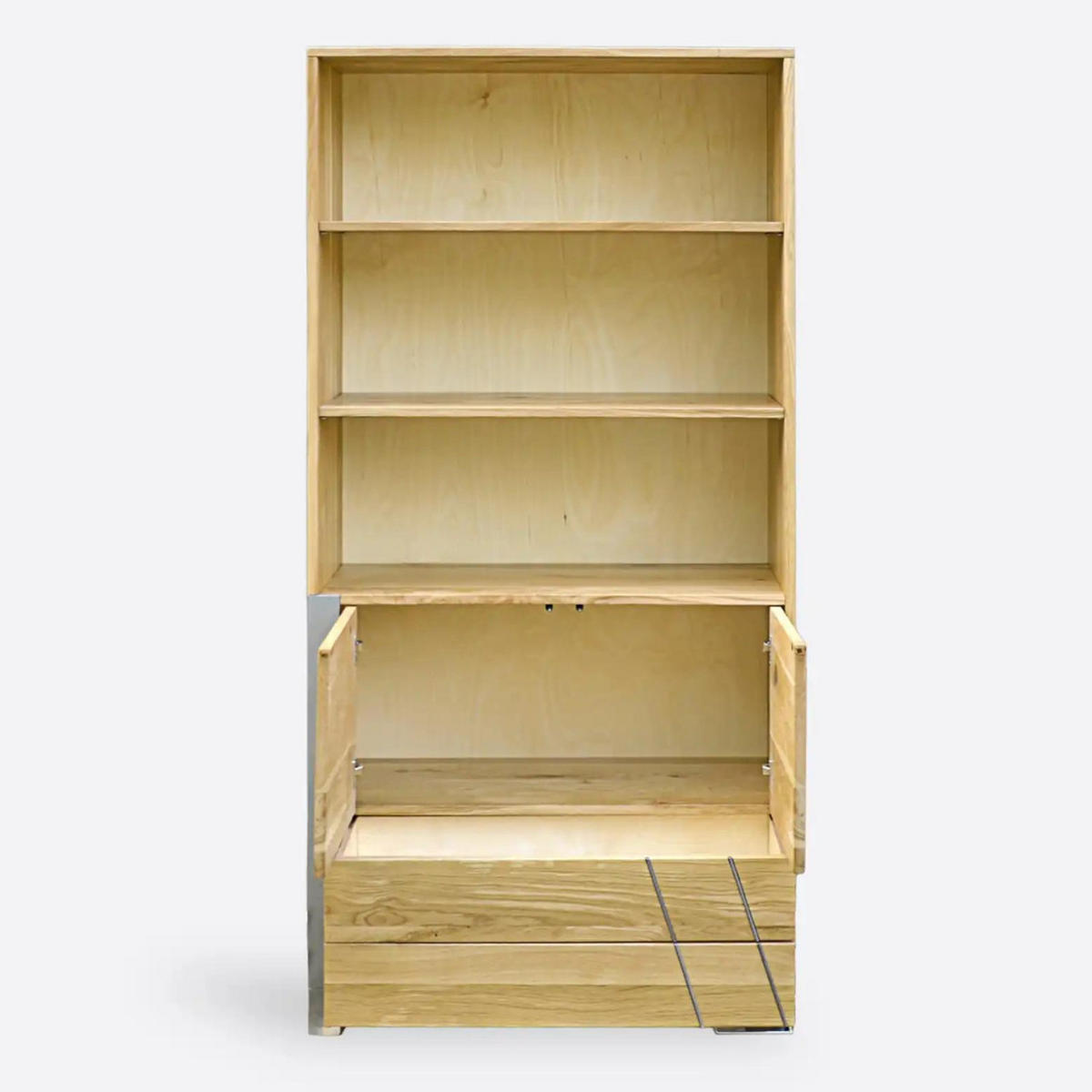 BÜCHERREGAL aus Holz mit Schubladen fürs Wohnzimmer BORA - Eichefarben, Holz (90/190/40cm) - Rawood Furniture